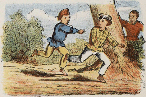 Ilustração do livro holandês Jongensspelen (jogos de meninos), 1860. (Wikipédia)