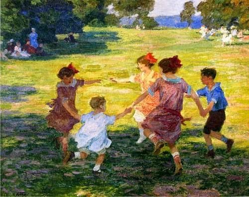 "Ring Around the Rosie" de Edward Potthast Pintor norte-americano (1857-1927). Fonte: Edward Henry Potthast